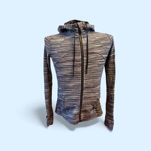 Lululemon Define Jacket Nulu Hooded Full Zip Heathered Black/White Sz 8